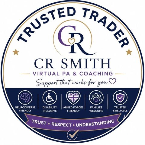 Trusted Trader badge awarded by CR Smith Virtual PA & Coaching - trust, respect, understanding