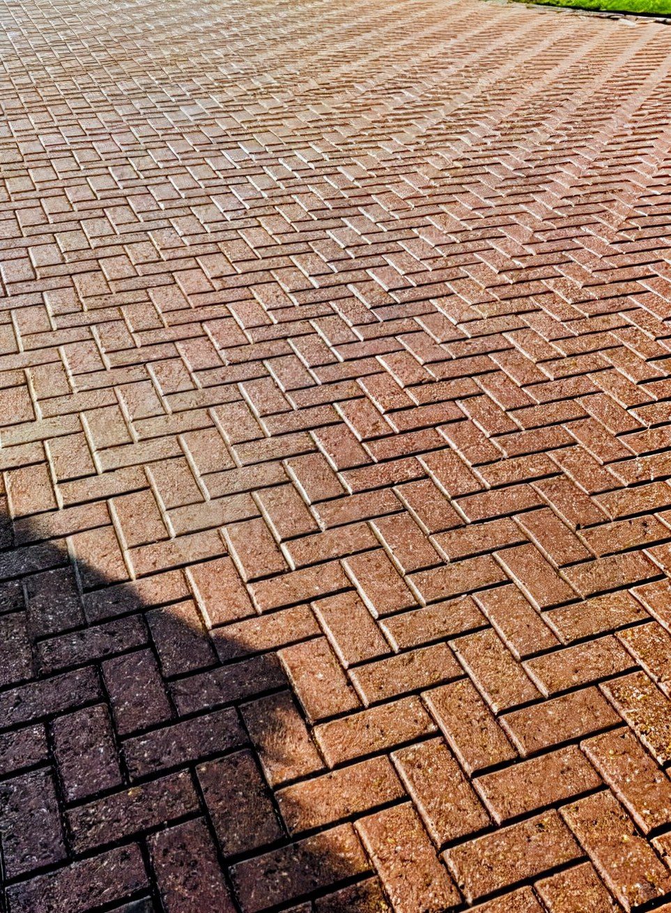 Herringbone block paving after deep clean and re-sanding