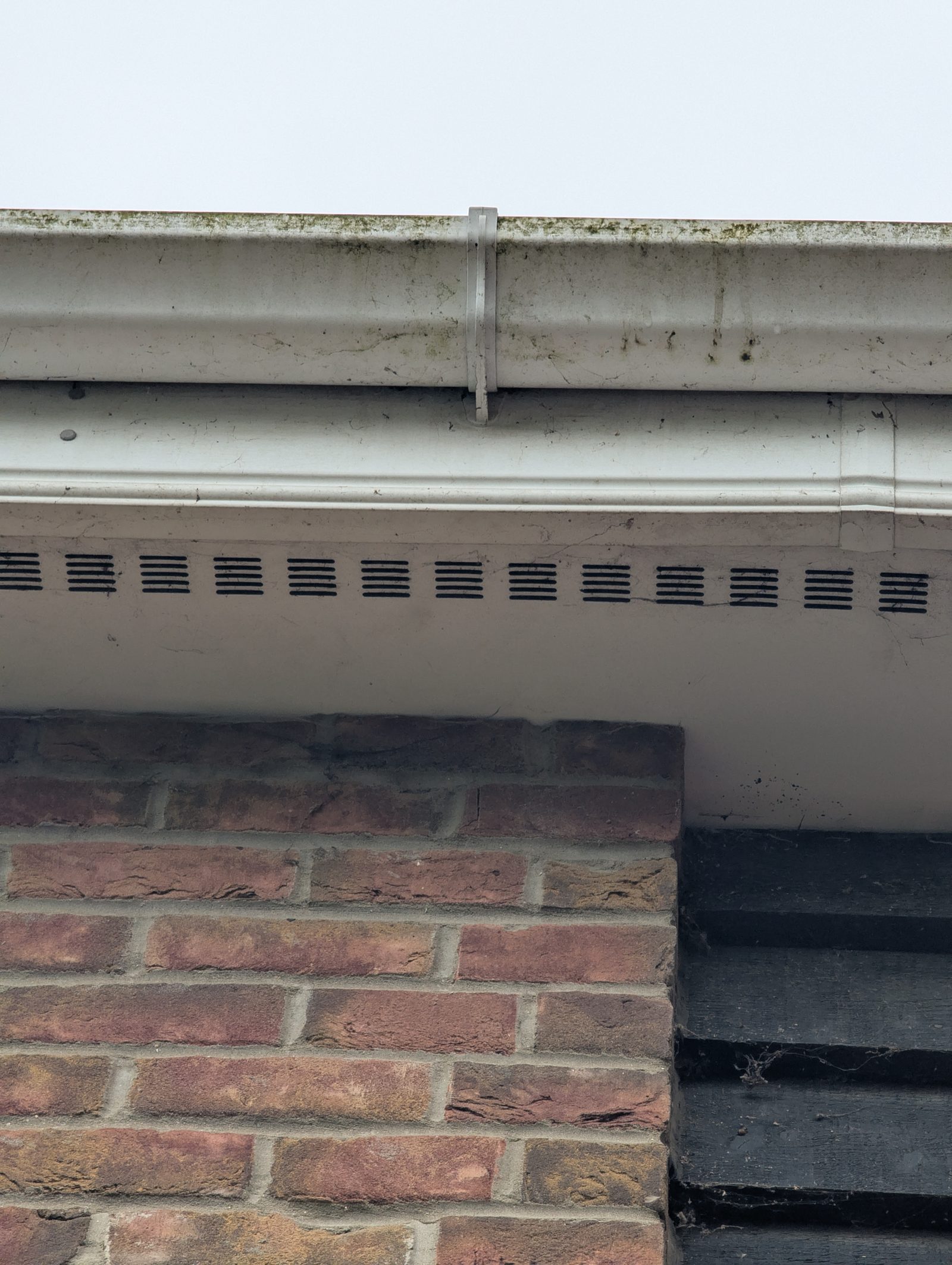 UPVC fascias before washing - green staining